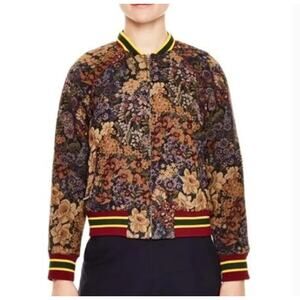 Sandro Paris Kenzy Floral Jacquard Bomber Jacket Multi-colored Size 2